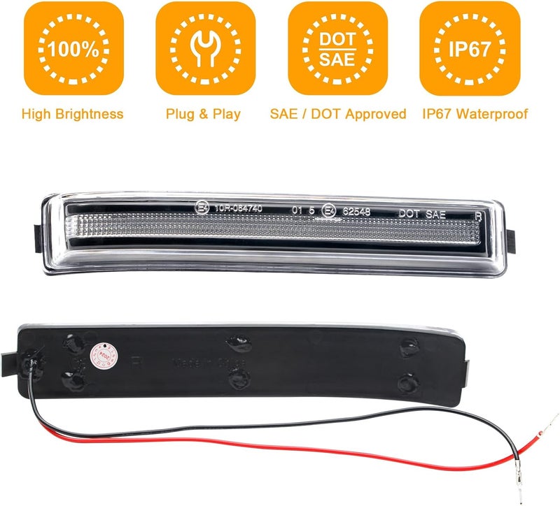 Aexploer Side View Mirror Turn Signal Lights Clear LED Assembly F150 2009 2010 2011 2012 2013 2014/for Mark LT 2013 2014 for Raptor 2010-2014 Blink Turn Marker Lamp (A,Clear Lens Yellow Light) - Image 5